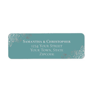 Silver Frills Elegant Teal Wedding Return Address