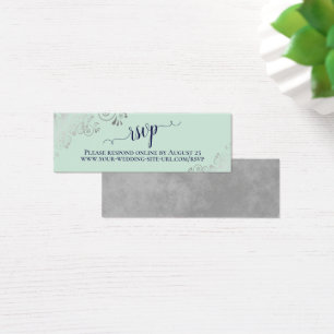 Silver Frills Mint & Navy Wedding RSVP Online Card