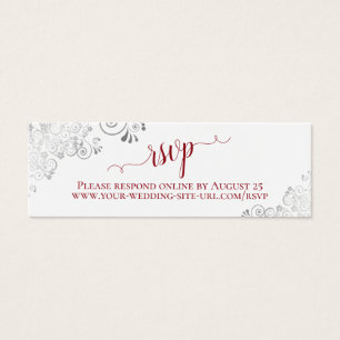 Silver Frills Red & White Wedding RSVP Online Card