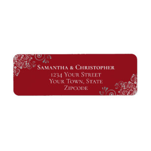 Silver Frills Romantic Red Wedding Return Address