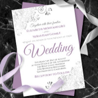 Silver Frills Simple Purple Grey & White Wedding