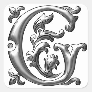 Silver G Monogram/ Initial G l Letter Sticker