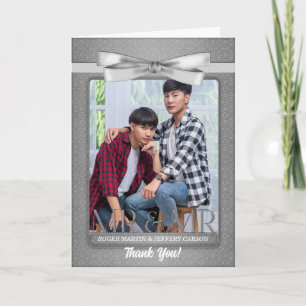 Silver Gay from Two Grooms Blank Wedding Thank You Card
