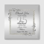 Silver Gem & Glitter 25th Birthday Party   Magnet<br><div class="desc">Glamourous and elegant posh 25th Silver Birthday Celebration party favour magnet with stylish silver gem stone jewels corner decorations and matching coloured glitter border frame. A romantic design for your celebration. All text, font and font colour is fully customisable to meet your requirements. If you would like help to customise...</div>