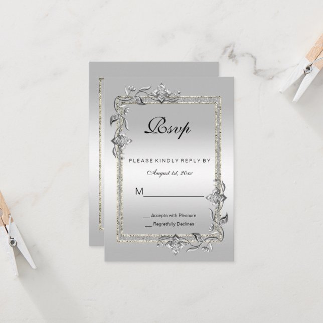 Silver Gem & Glitter 25th Wedding Anniversary (Front/Back In Situ)