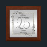 Silver Gem & Glitter 25th Wedding Anniversary Gift Box<br><div class="desc">Glamourous and elegant posh 25th Silver Wedding Anniversary gift box with stylish silver gem stone jewels corner decorations and matching coloured glitter border frame. A romantic design for your celebration. All text, font and font colour is fully customisable to meet your requirements. If you would like help to customise your...</div>