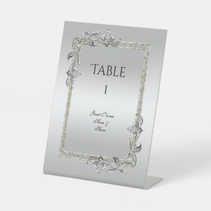 Silver Gem & Glitter 25th Wedding Anniversary Pedestal Sign