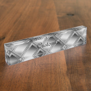 Silver Geometric Abstract Nameplate