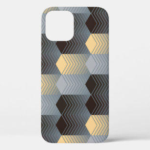 Silver geometric buildings, abstract pattern. iPhone 12 case