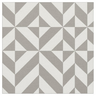 Silver Geometric Deco Cube Pattern Fabric