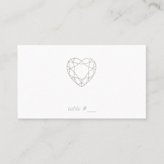 Silver geometric heart place cards - flat (Front)