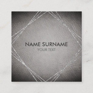 Silver Geometric Leather Square Business Card