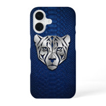 Silver Geometric Leopard Blue Snakeskin iPhone 16 
