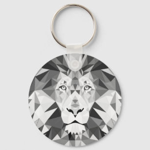 Silver Geometric Lion Key Ring