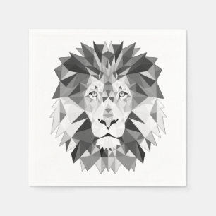 Silver Geometric Lion Napkin