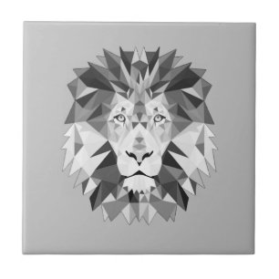 Silver Geometric Lions Head Tile