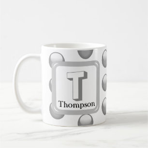 Silver Geometric Monogram Elegant Polka Dot Coffee Mug