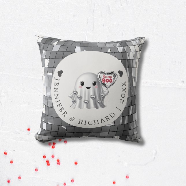 Silver Ghost Valentine S Design Pattern Cushion (Custom Valentine's Day - Silver Disco Design Throw Pillow)