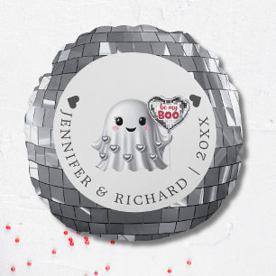 Silver Ghost Valentine's Balloon Design Pattern Round Cushion