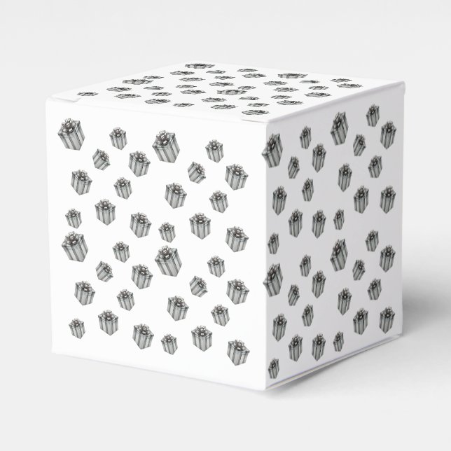 Silver Gift Boxes Elegant Holiday Premium Party (Front Side)