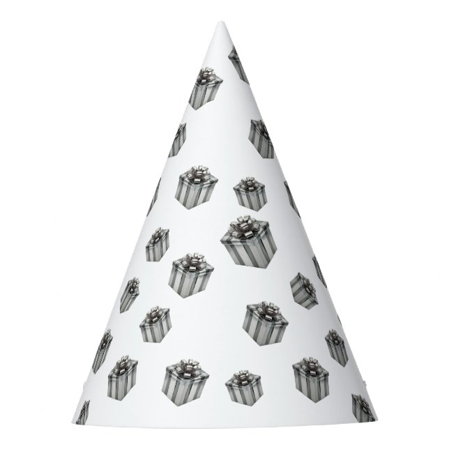 Silver Gift Boxes Elegant Holiday Premium Party Hat (Front)