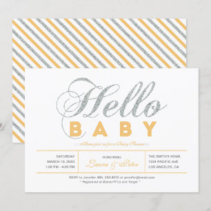 Silver   Girl, Modern Typography Baby Shower Invitation