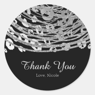 Silver Glam Cheetah Print Exotic Party Favour Classic Round Sticker