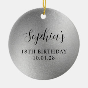 Silver Glam Foil 18th Birthday Photo Ceramic Tree Decoration