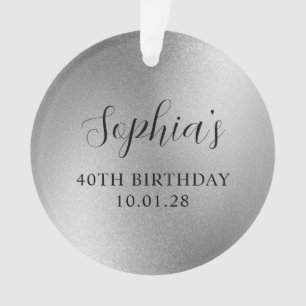 Silver Glam Foil 40th Birthday Photo Ornament