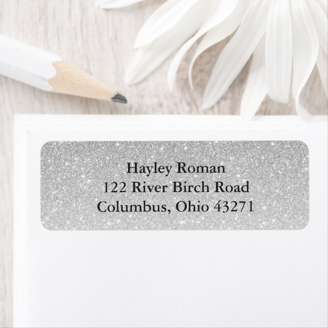 Silver Glam Glitter Custom Return Address Label (Insitu)