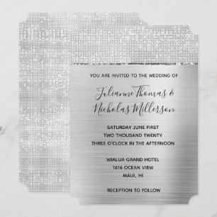 Silver Glam Glitz Wedding Invitation