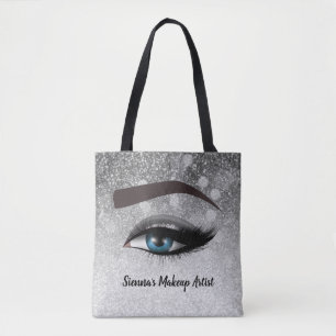 Silver glam lashes eyes   makeup artist tote bag