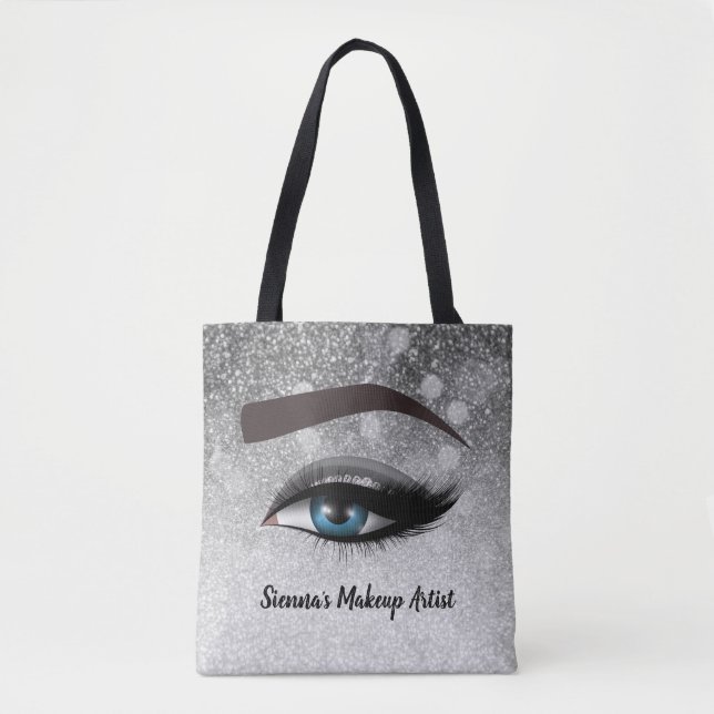 Silver glam lashes eyes | makeup artist tote bag (Front)