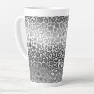 Silver Glam Leopard Animal Print Latte Mug