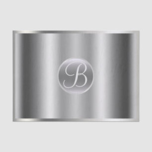 Silver Glam Shine Elegant Monogram Letter Initial Tissue Paper