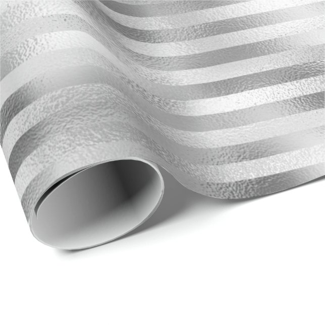 Silver Glam Stripes Wrapping Paper (Roll Corner)