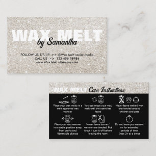 Silver Glam Wax Melt Care Instructions Business Card