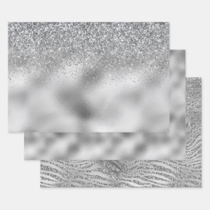 Silver Glam Wrapping Paper Sheet