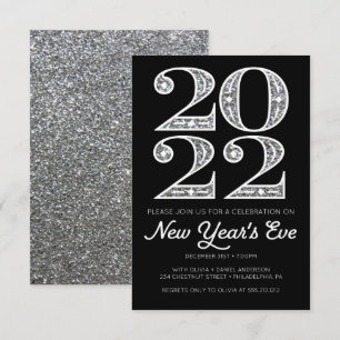 Silver Glamourous New Year's Eve Party Invitations