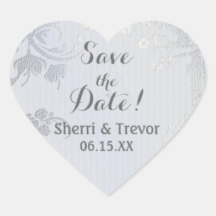 Silver Glimmer Heart Seal - Save the Date