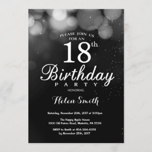 Silver Glitter 18th Birthday Invitation Card