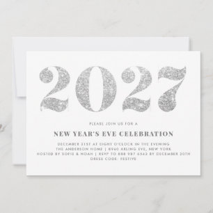 Silver Glitter 2024 New Year's Eve Party Invitation