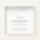 Silver Glitter 21st Birthday Party Guest Book<br><div class="desc">Silver Glitter 21st Birthday Party Guest Book. An alternative to the regular guest book in this collection. A great keepsake of your special birthday celebrations. Easily personalise the text on the front and back.</div>