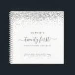 Silver Glitter 21st Birthday Party Guest Book<br><div class="desc">Silver Glitter 21st Birthday Party Guest Book. An alternative to the regular guest book in this collection. A great keepsake of your special birthday celebrations. Easily personalise the text on the front and back.</div>