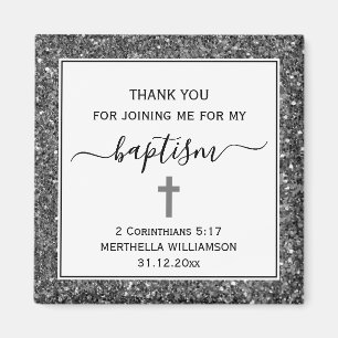 Silver Glitter ADULT BAPTISM Thank You Magnet