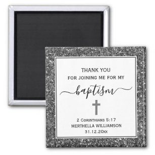 Silver Glitter ADULT BAPTISM Thank You Magnet