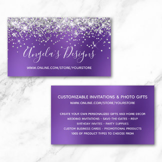 Silver Glitter Amethyst Blur Online Store Business Card