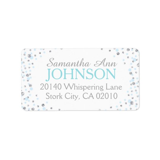 Silver Glitter and Blue Dot Sprinkles Address Label