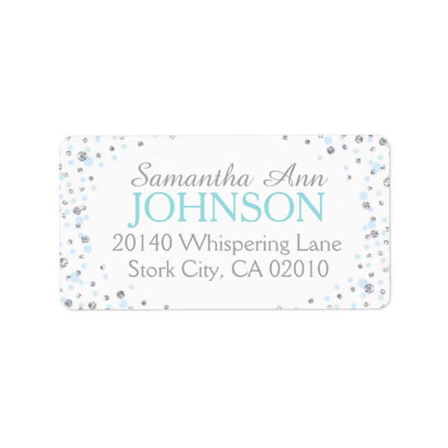 Silver Glitter and Blue Dot Sprinkles Label (Front)