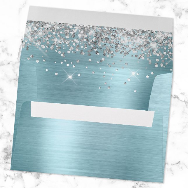 Silver Glitter and Blue Ombre Foil Envelope (Creator Uploaded)